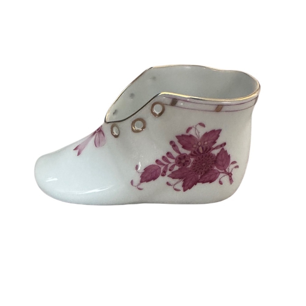 Herend Hand-Painted Porcelain Baby Shoe